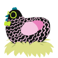 A black and pink chicken with a lace pattern