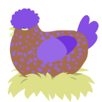 (unnamed), a brown and blurple chicken with a speckle pattern
