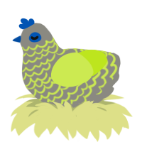 A ash and lime chicken with a lace pattern