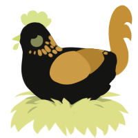 A black and gold chicken with a neck-speckle pattern