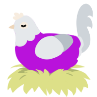 A amethyst and mist chicken with a head pattern