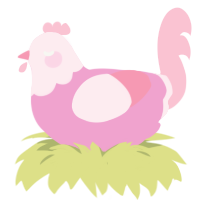 A pink and rose chicken with a head pattern