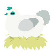 A white and silver chicken