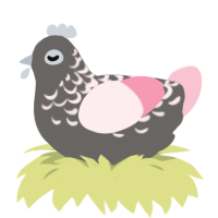A grey and rose chicken with a half-lace pattern