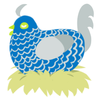 A sapphire and silver chicken with a lace pattern