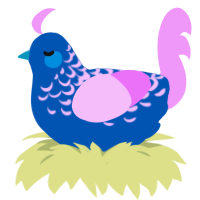 A ultramarine and lavender chicken with a half-lace pattern