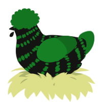 A black and leaf chicken with a bar pattern