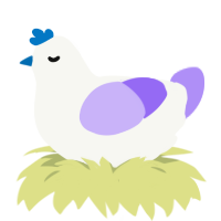A white and lilac chicken