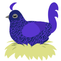A navy and indigo chicken with a double-lace pattern