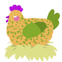 A honey and chartreuse chicken with a speckle pattern