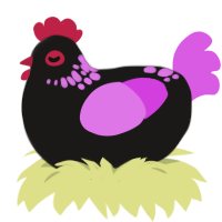 A sable and orchid chicken with a neck-speckle pattern