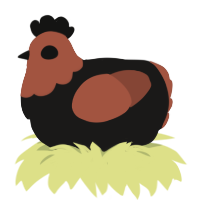 A sable and russet chicken with a head pattern