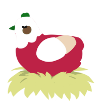 A crimson and cream chicken with a head pattern