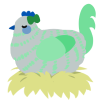 A silver and spring chicken with a bar pattern