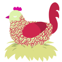 A apple and crimson chicken with a double-lace pattern
