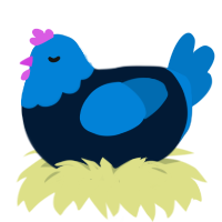 A tumblr and sapphire chicken with a head pattern