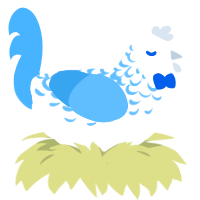A white and sky chicken with a half-lace pattern