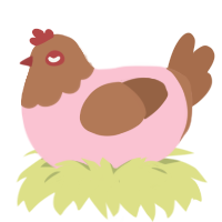 DONUT, a rose and brown chicken with a head pattern