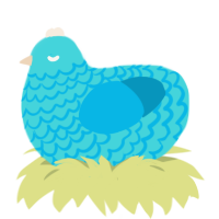 A aqua and cerulean chicken with a lace pattern