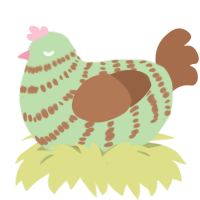 A gluppy and brown chicken with a bar pattern