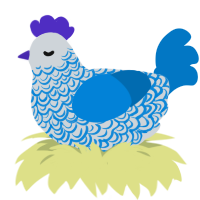 Repaired, a mist and sapphire chicken with a double-lace pattern