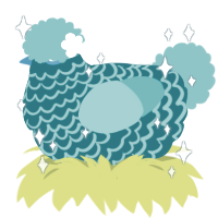 A sea and aqua chicken with a lace pattern