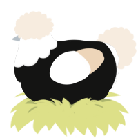 A black and cream chicken with a head pattern