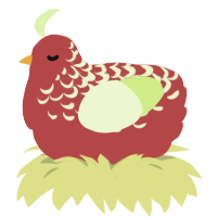 A red and apple chicken with a half-lace pattern