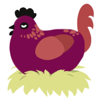 A wine and red chicken with a neck-speckle pattern