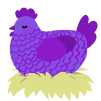 yxx 2m Violet, a blurple and violet chicken with a lace pattern