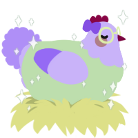 A gluppy and lilac chicken with a head pattern