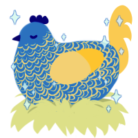 A sapphire and honey chicken with a double-lace pattern