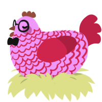 A lavender and crimson chicken with a lace pattern