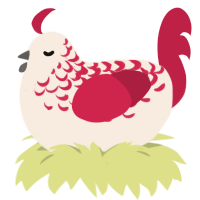 Raspberry Icecream, a cream and crimson chicken with a half-lace pattern