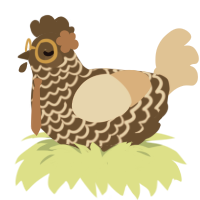 A bark and beige chicken with a lace pattern