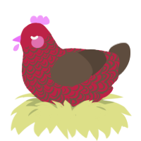 A crimson and bark chicken with a double-lace pattern