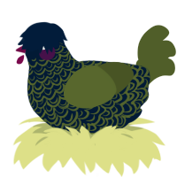 A tumblr and olive chicken with a double-lace pattern