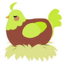 A russet and lime chicken with a head pattern