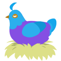 A blurple and sky chicken with a head pattern