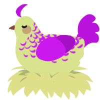 A lemon and amethyst chicken with a half-lace pattern