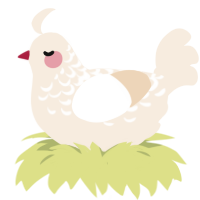 A cream chicken with a half-lace pattern