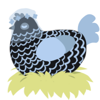 A sable and silver chicken with a lace pattern