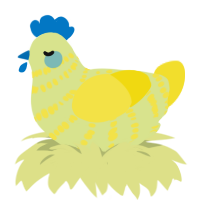 Lemon Wedge, a lemon and yellow chicken with a bar pattern