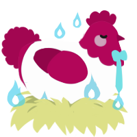 Chikn, a mist and maroon chicken with a head pattern