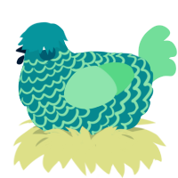 A teal and spring chicken with a lace pattern