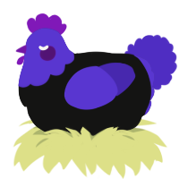 A black and indigo chicken with a head pattern