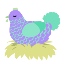 A lilac and mint chicken with a lace pattern