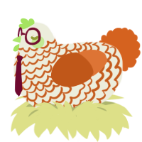 A sable and sky chicken with a lace pattern