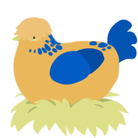 A honey and ultramarine chicken with a neck-speckle pattern
