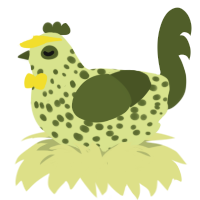 A lemon and olive chicken with a speckle pattern